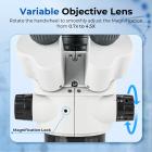 Trinokulær stereomikroskop med 4K digitalt okular, 3,5x-45x forstørrelse, 144 stk LED, 0,5x CTV-adapter, Kentfaith