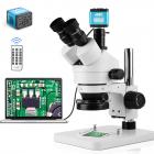 Trinocular Stereo Microscope with 4K Digital Eyepiece, 3.5x-45x Magnification, 144pcs LEDs, 0.5x CTV Adapter,  Kentfaith