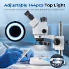 Trinocular Stereo Microscope with 4K Digital Eyepiece, 3.5x-45x Magnification, 144pcs LEDs, 0.5x CTV Adapter,  Kentfaith