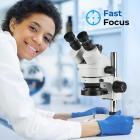 Trinocular Stereo Microscope with 4K Digital Eyepiece, 3.5x-45x Magnification, 144pcs LEDs, 0.5x CTV Adapter,  Kentfaith