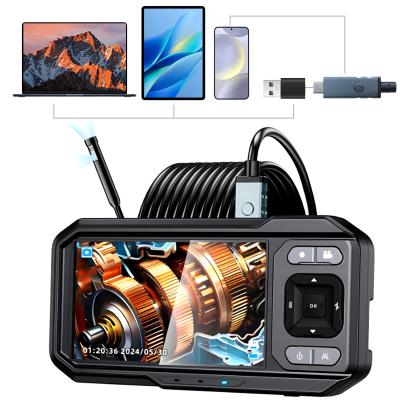 Kentfaith 1920P Endoskopkamera med Dobbelt Linse, 4.5" Skærm, 5M Kabel, 8 LED-lys, Kompatibel med PC/Telefon/Tablet – Til Inspektion af Afløb og Rør