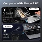 4.5 inç Ekran/PC/Telefon/Tablet için 1920P Çift Lens Endoskop Muayene Kamerası, 5m Kablolu 8 LED'li Kanalizasyon Borusu Kentfaith