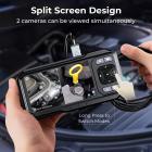 4.5 inç Ekran/PC/Telefon/Tablet için 1920P Çift Lens Endoskop Muayene Kamerası, 5m Kablolu 8 LED'li Kanalizasyon Borusu Kentfaith