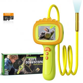 Telecamera Serpente per Bambini con Cavo Serpente da 80 cm, Video 1080P, IP67 Impermeabile, Schermo da 2,4 pollici, 8 LED, Regalo per Ragazzi e Ragazze di 3-12 Anni, Kentfaith