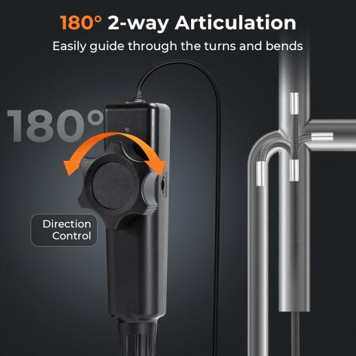 3мм инспекционная камера, с 180° двусторонней артикуляцией, выход HDMI, 7-дюймовый экран, аккумулятор 8000mAh, видео и фото 1080P, Kentfaith