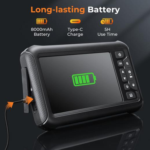 3мм инспекционная камера, с 180° двусторонней артикуляцией, выход HDMI, 7-дюймовый экран, аккумулятор 8000mAh, видео и фото 1080P, Kentfaith