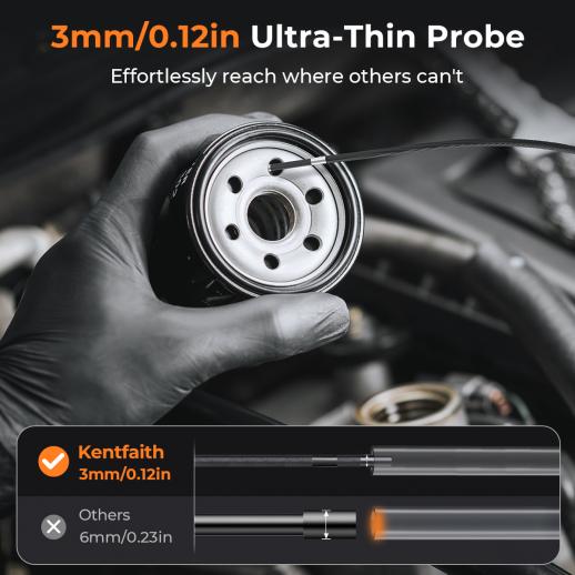 3мм инспекционная камера, с 180° двухсторонней артикуляцией, выход HDMI, 7-дюймовый экран, аккумулятор 8000mAh, видео и фото 1080P, Kentfaith