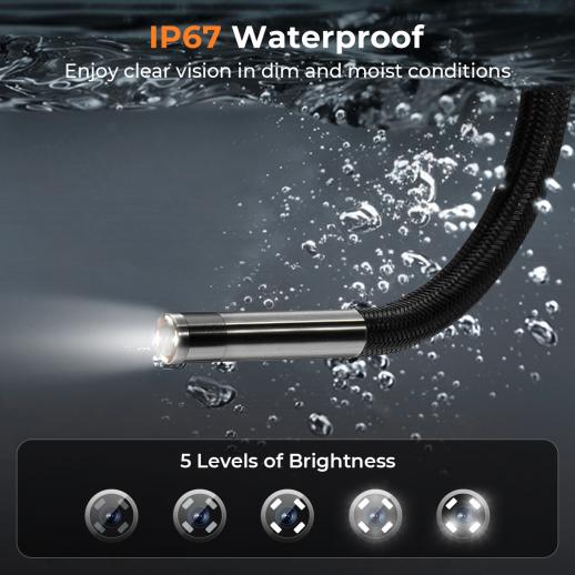 3мм инспекционная камера, с 180° двухсторонней артикуляцией, выход HDMI, 7-дюймовый экран, аккумулятор 8000mAh, видео и фото 1080P, Kentfaith