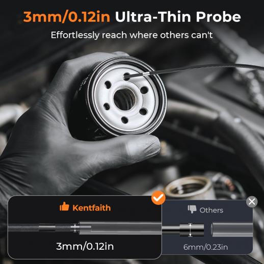 3мм инспекционная камера, с 180° двухсторонней артикуляцией, выход HDMI, 7-дюймовый экран, аккумулятор 8000mAh, видео и фото 1080P, Kentfaith