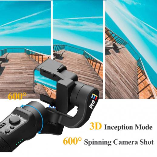 Hohem iSteady Pro Stabilisateur de cardan à 3 Axes pour GoPro Hero 2018 6/5/4/3 panoramas automatiques Yi Cam 4K ou Taille similaire pour caméra daction,12 h dautonomie,Time-Lapse 