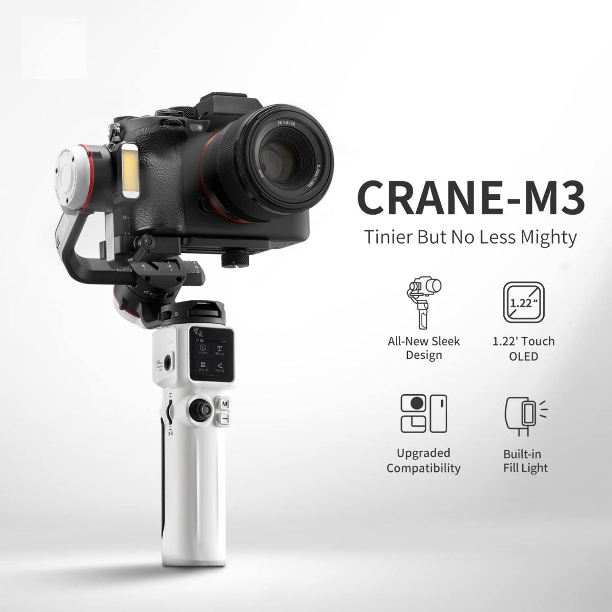 Zhiyun Crane M3 Standard Edition Gimbal Stabilizzatore palmare a 3 assi Design all-in-one, adatto per fotocamere mirrorless, smartphone, action cam