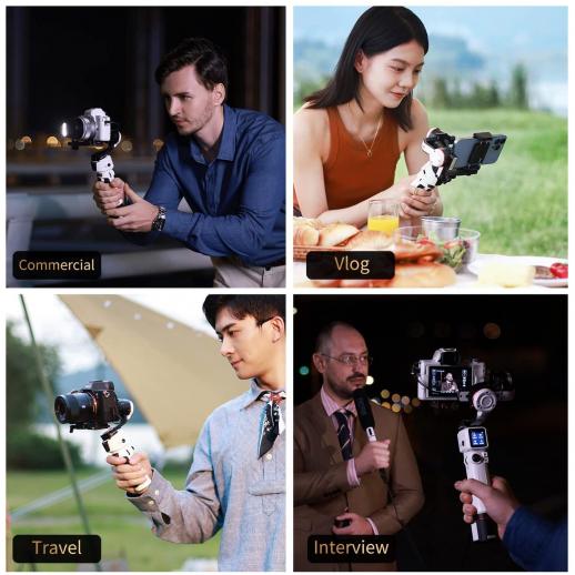 Estabilizador de mano de cardán para teléfono inteligente de 3 ejes,  estabilizador de agarre de mano ergonómico universal para cámara, palo  selfie