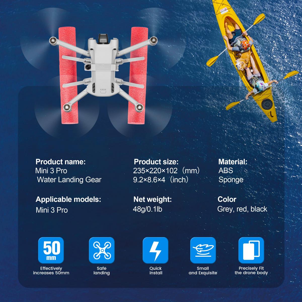 STARTRC Mini 3 Pro laskuteline, vesilaskutelineet Harjoitussarja Kelluva kannake DJI Mini 3 Pron lisävarusteille