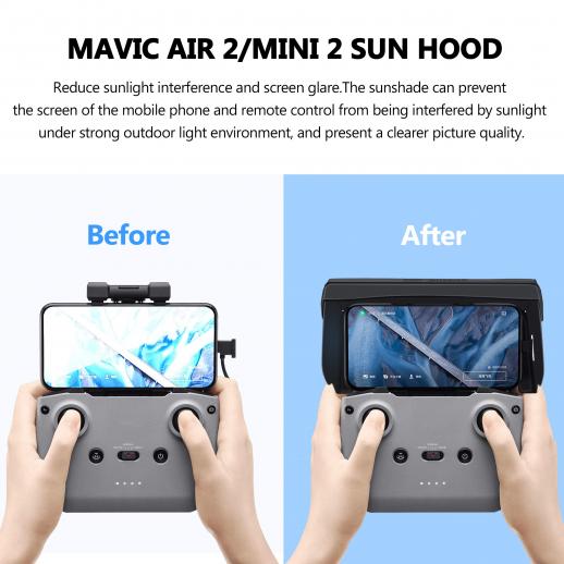 Skyreat Mavic 3/Mini 3 Pro/Mini 2 Sonnenschutz Sonnenblende Zubehör für  4.7-6.7 Zoll Telefone Kompatibel mit DJI Mini 3 Pro/Mavic 3/Mini 2 / Mavic  Air 2 Drohnen Fernbedienung Zubehör: : Spielzeug