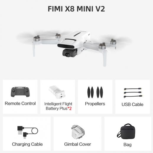 Fimi X8 mini V2 foldable drone with 4K camera, suitable for adult  beginners, 245g ultra light, with 3-axis pan tilt, 37 min of flight time, 9