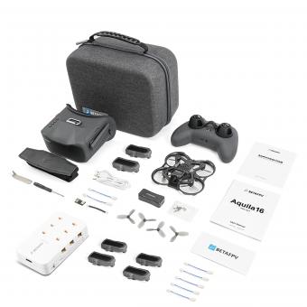 BETAFPV Aquila16 Kit de Dron FPV con LiteRadio 2 SE Transmisor para Simulador, Gafas VR03 con Función de Grabación DVR, 3 Modos de Vuelo, Compatible con 1S RTF Kit para Principiantes de FPV para Volar en Interiores y Exteriores ELRS V3