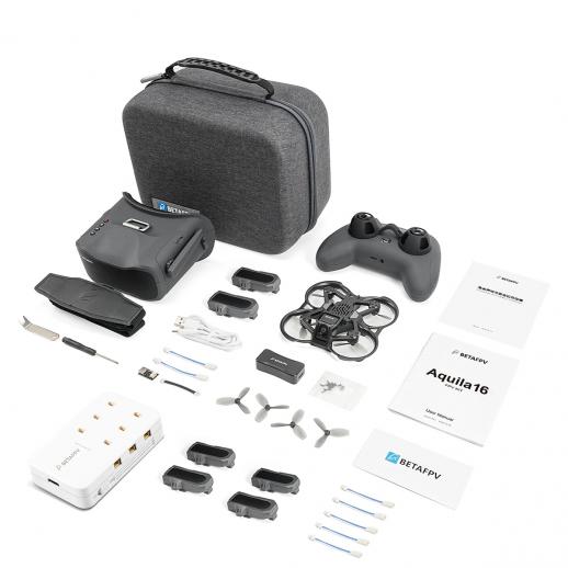 BETAFPV Aquila16 Kit de Dron FPV con LiteRadio 2 SE Transmisor para Simulador, Gafas VR03 con Función de Grabación DVR, 3 Modos de Vuelo, Compatible con 1S RTF Kit para Principiantes de FPV para Volar en Interiores y Exteriores ELRS V3