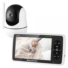 720P 5 "HD Monitor de áudio e vídeo para bebês com visão noturna e bateria de 4000 mAh