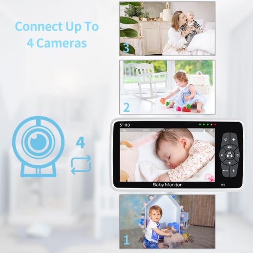720P HD WiFi IP Babyphone Vidéo Moniteur pour Bébé Sans fil Détection mouvement 