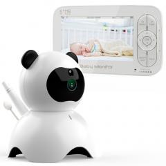  5" 720P Baby Monitor con Visione Notturna, telecamera remota PTZ e audio bidirezionale(versione Panda).