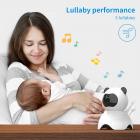 5 tuuman LCD Panda Video -itkuhälytin yönäkökameralla Lämpötilan valvonta 2 Way Talk Lullaby Vox -toiminto Liitä jopa 4 kameraa EU-virtapistoke