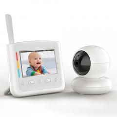 Babyphoner video bianco da 4,3" con luci colorate. Ninna nanna, conversazione a 2 vie