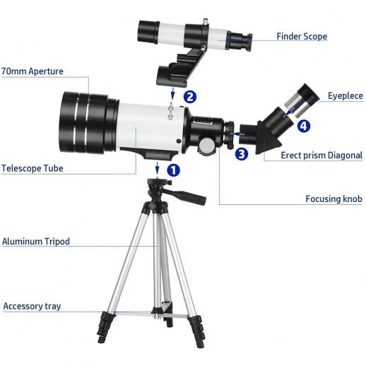 Astronomy Telescope for Kids & Adults 150X Beginner Professional Astronomical Telescope Beginners Tripod Refractor with Finder Scope Yellow 