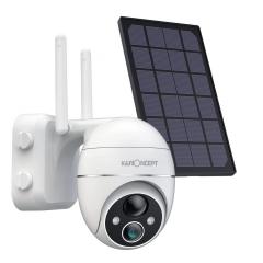 Telecamera di sicurezza solare Wi-Fi per esterni - 1080P Pan & Tilt con visione notturna a infrarossi e audio e Batteria incorporata 9600mAh Bianco
