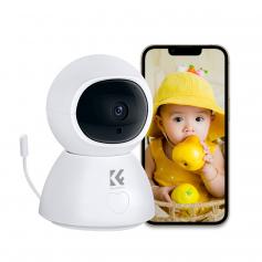 Monitor de bebê 1080P HD com detecção de som e movimento, câmera de segurança interna com rastreamento de movimento, monitoramento de temperatura e canção de ninar para bebê/animal de estimação/idoso (TUYA APP)