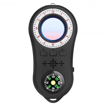Versteckter Kamera-Detektor, Zähler-Spionage-Detektor, Infrarot-Scan-Detektor mit Kompass und 8 LEDs, Hotel- oder Home-Camcorder-Detektor Schwarz