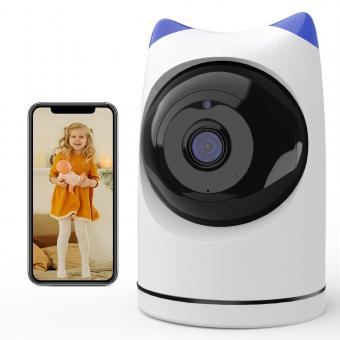 Indoor security camera, 2.4Ghz WiFi,infrared night vision,human detection,intelligent motion tracking,sound alarm,two-way talk,monitor for babies