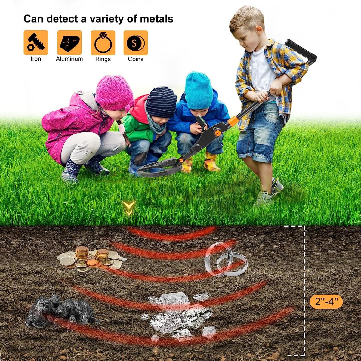 Children's entrylevel metal detector, high sensitivity, with LCD