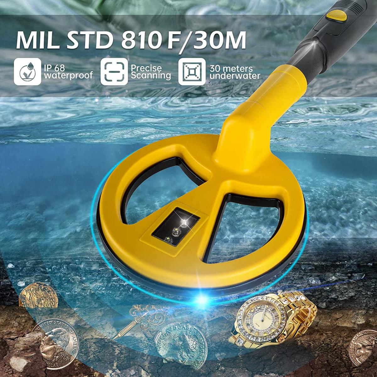 Rilevatore Metalli Subacqueo Metal Detector Pinpointer Impermeabile IP68 - Rilevamento 360° Per Monete, Oro E Gioielli Cercatore Oro IP68