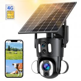 Dual-Lens 4G LTE turvakamera Solar Outdoor Valvonta 10X optinen zoom