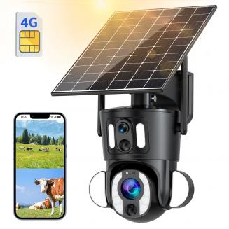 Dual-Lens 4G LTE Beveiligingscamera Solar Buitenbewaking 10X Optische Zoom