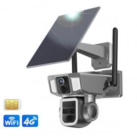 Solarijärjestelmällä varustettu 4G & WiFi -yhteensopiva kennokameraturva, 10x optinen zoom, kaksoislinssi, aurinkoenergialla toimiva Kentfaith