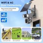 Câmera de Segurança Celular Suporta 4G & WiFi, Zoom Óptico 10X, Duas Lentes, Energia Solar Kentfaith