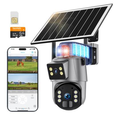 Telecamera di sicurezza cellulare 4G con 6MP, doppio obiettivo, alimentazione solare, visualizzazione live 360°, visione notturna a colori Kentfaith