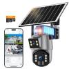 WiFi-sikkerhetskamera med 6MP, dobbelt linse, solcelledrevet, 360° livevisning, farge nattsyn Kentfaith