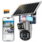 Telecamera di sicurezza WiFi con 6MP, doppio obiettivo, alimentazione solare, visualizzazione live 360°, visione notturna a colori Kentfaith