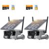 4G-beveiligingscamera met 4K helderheid, 180° panoramisch beeld met dubbele lens, zonne-energie, 360° live view, kleurennachtzicht, 2 stuks, Kentfaith