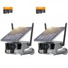 WiFi-beveiligingscamera met 4K helderheid, 180° panoramisch zicht met dubbele lens, zonne-energie, 360° live view, kleuren nachtzicht, 2 stuks, Kentfaith