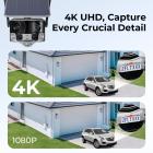 WiFi-beveiligingscamera met 4K helderheid, 180° panoramisch zicht met dubbele lens, zonne-energie, 360° live view, kleuren nachtzicht, 2 stuks, Kentfaith