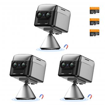4G Cellular Security Camera, 2K Dual Lens 6X Optical Zoom, Magnetic 360-Degree PIR Motion Detection, 8m/26ft Infrared Night Vision, 90 Days Standby, 2-Way Audio, 3pcs, Kentfaith