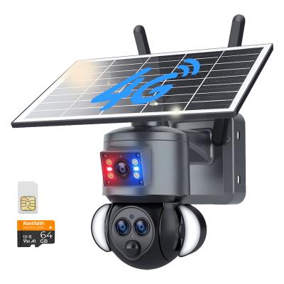 Telecamera 4G di sicurezza cellulare con Zoom Ibrido 15X, Triplo obiettivo, 6MP, Doppia visiva, Alimentazione solare, Vista Live 360°, Visione notturna a colori, Kentfaith