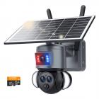 WiFi-sikkerhetskamera med 15X hybrid zoom, trippellinse, 6MP, doble visninger, solcelledrevet, 360° livevisning, farge nattsyn, Kentfaith