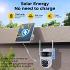 4G 3-linses solarsikkerhetskamera trådløst utendørs, 6MP Full HD-video, 360° panorering/vipp hjemmesikkerhetskamera med farge nattsyn, enkel å installere, PIR-alarm, Kentfaith