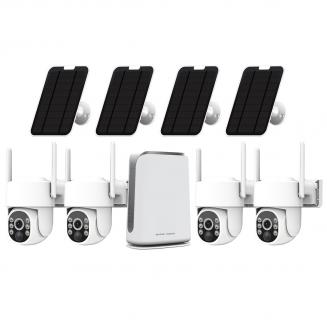 Telecamera di Sicurezza Solare Esterna, Sistema di Telecamere con Archiviazione Locale da 500GB, Nessun Costo Mensile, WiFi 2.4/5.8G & Hotspot Offline, Visione Notturna a Colori, Visuale a 360 Gradi, Pan & Tilt, Rilevamento Umano PIR, Kentfaith