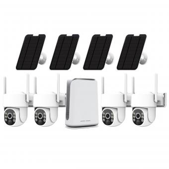 Zewnętrzna kamera bezpieczeństwa solarna, system kamer z 500GB lokalnej pamięci, brak miesięcznych opłat, WiFi 2.4/5.8G & hotspot offline, nocne widzenie w kolorze, widok 360 stopni, obrót i pochylenie, detekcja ludzi PIR, Kentfaith