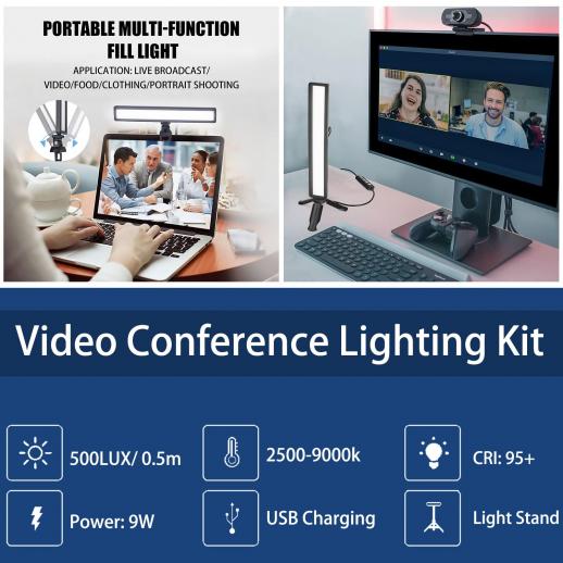 Support de téléphone portable LED Lampe de bureau Touch Control Selfie Ring  Light Chat vidéo avec support de microphone pour flux en direct, support d